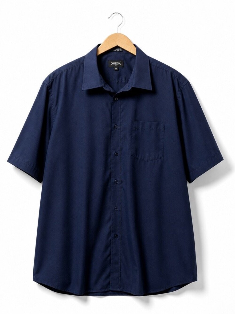 Omega Italy Blue Short Sleeve Button Down Shirt Men Size 3XL(19-19.5) Cotton